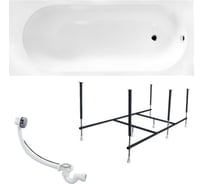 Ванна акриловая 1Marka ATLAS 160x70 см, в наборе 3 в 1: прямоугольная ванна, усиленный металлический каркас, слив-перелив хром 01атл1670кс2+