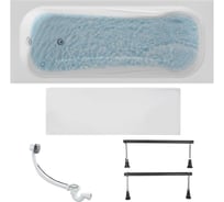 Ванна акриловая 1Marka CLASSIC 150x70 см, в наборе 4 в 1: прямоугольная ванна, фронтальная панель, металлические ножки, слив-перелив хром 01кл1570Акс1+