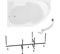 Ванна акриловая 1Marka DIANA 170x105 см, в наборе 3 в 1: асимметричная ванна, левый угол, усиленный металлический каркас, слив-перелив хром 01ди1710лкс2+