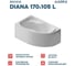 Ванна акриловая 1Marka DIANA 170x105 см, в наборе 3 в 1: асимметричная ванна, левый угол, усиленный металлический каркас, слив-перелив хром 01ди1710лкс2+ 18