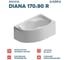 Ванна акриловая 1Marka DIANA 170x90 см, в наборе 3 в 1: асимметричная ванна, правый угол, усиленный металлический каркас, слив-перелив хром 01ди179ркс2+ 16