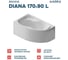 Ванна акриловая 1Marka DIANA 170x90 см, в наборе 3 в 1: асимметричная ванна, левый угол, усиленный металлический каркас, слив-перелив хром 01ди1790кл2+ 17