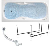 Ванна акриловая 1Marka DIPSA 170x75 см, в наборе 3 в 1: прямоугольная ванна, усиленный металлический каркас, слив-перелив хром 12017894кс2+