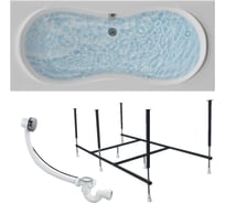 Ванна акриловая 1Marka DINAMIKA 170x80 см, в наборе 3 в 1: прямоугольная ванна, усиленный металлический каркас, слив-перелив хром 01ди1780кс2+