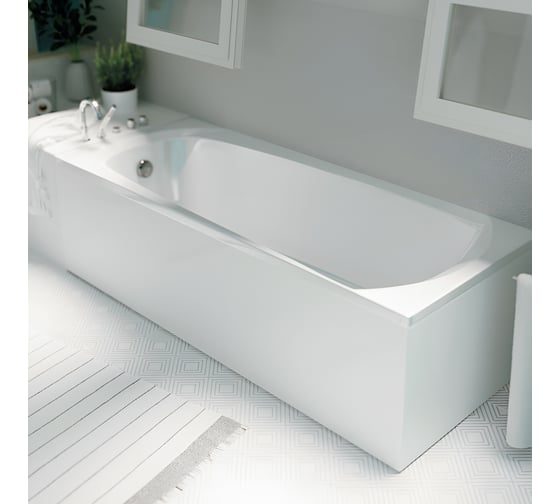 Ванна акриловая 1Marka ELEGANCE 140x70 см, в наборе 3 в 1: прямоугольная ванна, усиленный металлический каркас, слив-перелив хром 01эл1470кс2+