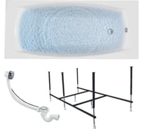 Ванна акриловая 1Marka PRAGMATIKA 173x75 см, в наборе 3 в 1: прямоугольная ванна, усиленный металлический каркас, слив-перелив хром 01пр17375кс2+