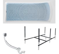 Ванна акриловая 1Marka PRIME 170x75 см, в наборе 3 в 1: прямоугольная ванна, усиленный металлический каркас, слив-перелив хром 01пра1775кс2+