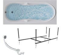 Ванна акриловая 1Marka VITA 150x70 см, в наборе 3 в 1: прямоугольная ванна, усиленный металлический каркас, слив-перелив хром 01вит1570кс2+