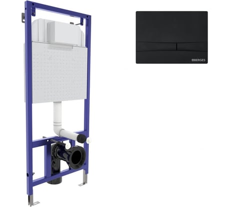 Инсталляция для скрытого монтажа унитаза Berges NOVUM кнопка F5 Soft Touch, черная 040255