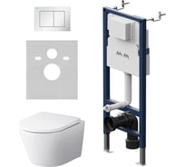 Инсталляция с клавишей AM.PM PrimeFit S, белый глянц, с подвесным унитазом Sense FlashClean с сидением м/лифт IS90201.741701