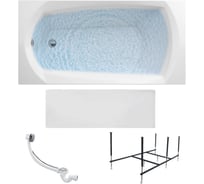 Акриловая ванна 1Marka 130x70 см ELEGANCE в наборе 4 в 1: прямоугольная ванна, фронтальная панель, усиленный металлический каркас, слив-перелив хром 01эл1370кп