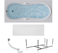 Акриловая ванна 1Marka 150x70 см VITA в наборе 4 в 1: прямоугольная ванна, фронтальная панель, усиленный металлический каркас, слив-перелив хром 01вит1570кп