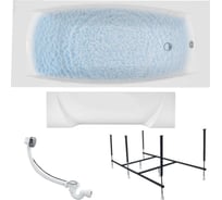 Ванна акриловая 193x80 см PRAGMATIKA в наборе 4 в 1: Прямоугольная ванна, фронтальная панель, усиленный металлический каркас, слив-перелив хром 1Marka 01пр19380кп