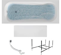 Ванна акриловая 170x70 см CLASSIC в наборе 4 в 1: Прямоугольная ванна, фронтальная панель, усиленный металлический каркас, слив-перелив хром 1Marka 01кл1770Акп