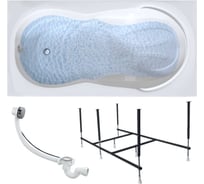 Акриловая ванна 1Marka TAORMINA 180x90 см, сантехнический акрил, в наборе 3в1: Ванна акриловая, усиленная стальная рама, слив-перелив хром 01та1890кс2+