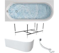 Акриловая ванна 1Marka 170x75 см ALISA MG в наборе 4 в 1: Асимметричная ванна левый угол, фронтальная панель, усиленный металлический каркас, слив-перелив хром 01али1775лкп