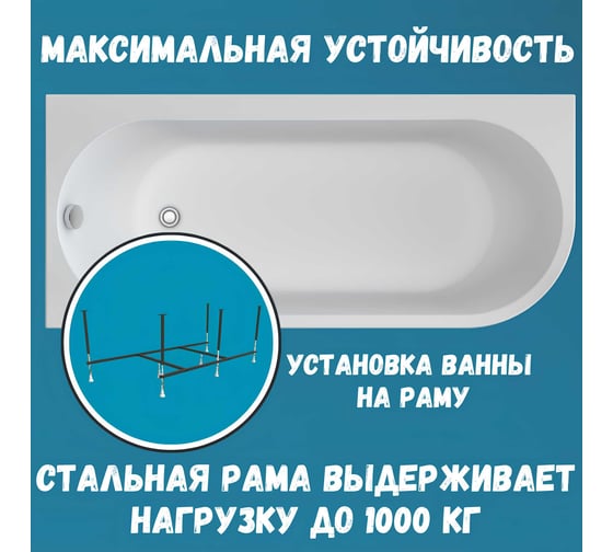 Акриловая ванна 1Marka 170x75 см ALISA MG в наборе 4 в 1: Асимметричная ванна левый угол, фронтальная панель, усиленный металлический каркас, слив-перелив хром 01али1775лкп