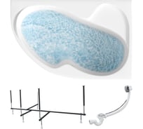 Акриловая ванна 1Marka AURA 160x105 см, правый угол, сантехнический акрил, в наборе 3в1: Ванна акриловая, усиленная стальная рама, слив-перелив хром 01ау1610пкс2+