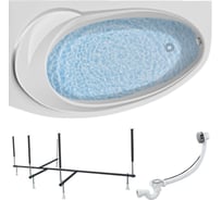 Акриловая ванна 1Marka JULIANNA 170x100 см, левый угол, сантехнический акрил, в наборе 3в1: Ванна акриловая, усиленная стальная рама, слив-перелив хром 01дж1410лкс2+