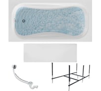 Акриловая ванна 1Marka 120x70 см CLASSIC в наборе 4 в 1: прямоугольная ванна, фронтальная панель, усиленный металлический каркас, слив-перелив хром 01кл1270Акп