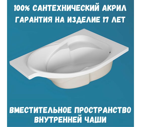 Акриловая ванна 1Marka ERGONOMIKA 158-175x110, правый угол, сантехнический акрил в наборе 4в1: Ванна акриловая, панель фронтальная, усиленная стальная рама, слив-перелив хром 01эрг17511пкп