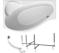 Акриловая ванна 1Marka GRACIA 170x100 см, левый угол, сантехнический акрил, в наборе 3в1: Ванна акриловая, усиленная стальная рама, слив-перелив хром 01гр1710лкс2+