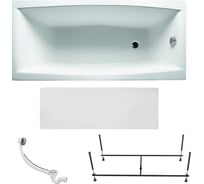Акриловая ванна 1Marka 150x70 см VIOLA в наборе 4 в 1: прямоугольная ванна, фронтальная панель, усиленный металлический каркас, слив-перелив хром 01ви1570кп