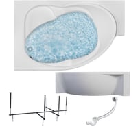 Акриловая ванна 1Marka ERGONOMIKA 158-175x110 левый угол сантехнический акрил в наборе 4в1: Ванна акриловая, панель фронтальная, усиленная стальная рама, слив-перелив хром 01эрг17511лкп