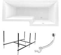 Акриловая ванна 1Marka LINEA 165x85 см, правый угол, сантехнический акрил, в наборе 3в1: Ванна акриловая, усиленная стальная рама, слив-перелив хром 01лин16585пкс2+