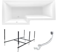 Акриловая ванна 1Marka LINEA 165x85 см, левый угол, сантехнический акрил, в наборе 3в1: Ванна акриловая, усиленная стальная рама, слив-перелив хром 01лин16585лкс2+