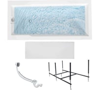 Акриловая ванна 1Marka 180x80 см RAGUZA в наборе 4 в 1: прямоугольная ванна, фронтальная панель, усиленный металлический каркас, слив-перелив хром 01ра1880кп