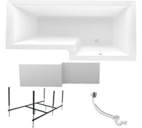 Акриловая ванна 1Marka LINEA 165x85 см, правый угол, сантехнический акрил, в наборе 4в1: Ванна акриловая, панель фронтальная, усиленная стальная рама, слив-перелив хром 01лин16585пкп