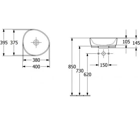 Раковина накладная Villeroy & Boch Antao 400x395x145 мм, цвет Pure Black 4A72 40 R7 00337443