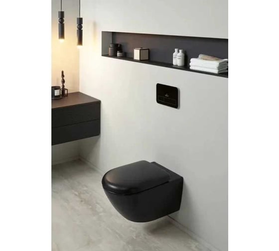 Унитаз подвесной Villeroy & Boch Antao 370x560 мм, CeramicPlus, цвет Pure Black 4674 T0 R7 00337434