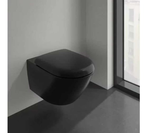 Унитаз подвесной Villeroy & Boch Antao 370x560 мм, CeramicPlus, цвет Pure Black 4674 T0 R7 00337434