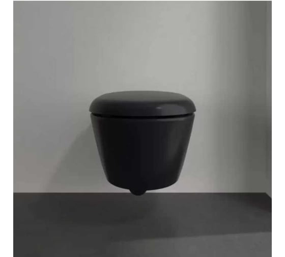 Унитаз подвесной Villeroy & Boch Antao 370x560 мм, CeramicPlus, цвет Pure Black 4674 T0 R7 00337434