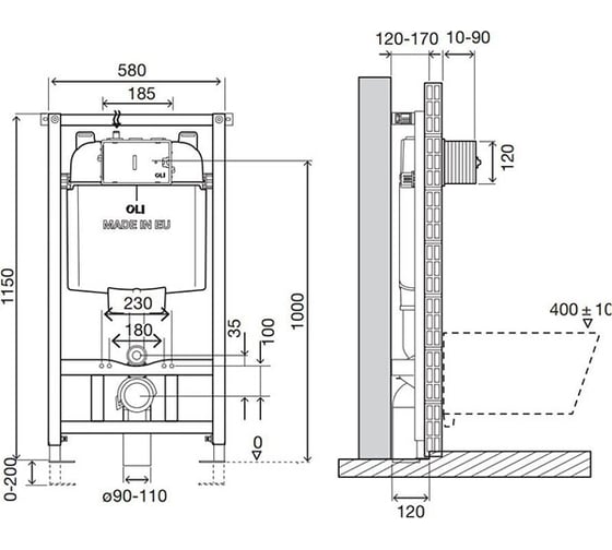 Инсталляция OLI 74 plus cap AC sanitarblock 878626