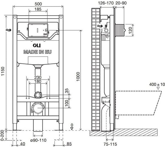 Комплект OLI Инсталляция 120 ECO Sanitarblock mechanic+панель слива Slim хром глянец 879236mSL00