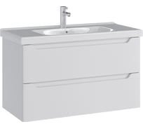 Тумба с раковиной RUVANN BELLO 100 + Гармония 100 в ванную, подвесная Т.BELLO.Э-100П-KIT-GAR