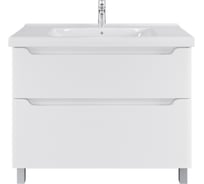 Тумба с раковиной RUVANN BELLO 100 + Гармония 100 в ванную, напольная Т.BELLO.Э-100Н-KIT-GAR