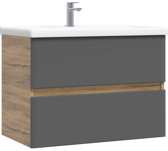 Тумба с раковиной RUVANN VAUS 70 + Миранда 70 в ванную, подвесная Т.VAUS.П-70П-KIT-MIR