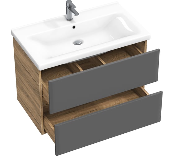 Тумба с раковиной RUVANN VAUS 70 + Миранда 70 в ванную, подвесная Т.VAUS.П-70П-KIT-MIR