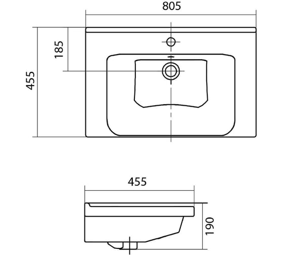 Тумба с раковиной RUVANN VAUS 80 + Миранда 80 в ванную, подвесная Т.VAUS.П-80П-KIT-MIR