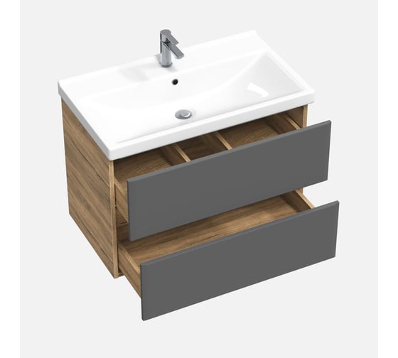 Тумба с раковиной RUVANN VAUS 80 + Фест 80 в ванную, подвесная Т.VAUS.П-80П-KIT-FES
