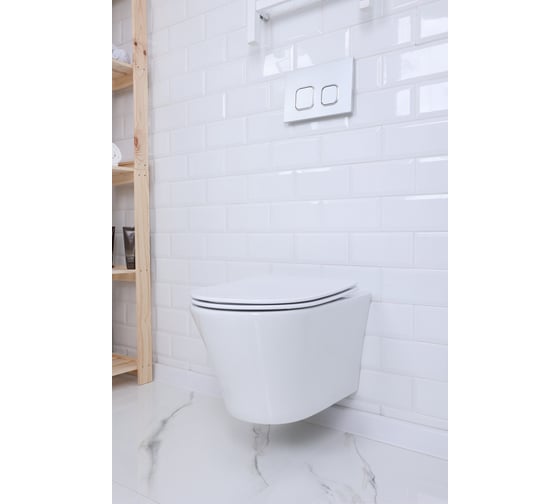 Унитаз подвесной Alcora Chic Tornado безободковый с сиденьем DPL, e-off, slim, lift, белый 39859 1