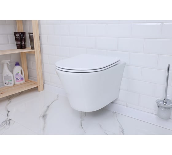 Унитаз подвесной Alcora Chic Tornado безободковый с сиденьем DPL, e-off, slim, lift, белый 39859