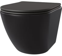 Подвесной безободковый унитаз Taliente Amato, черный матовый, с крышкой микролифт (быстросъемный механизм) AM25010 Nero
