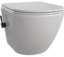 Подвесной безободковый унитаз Taliente Amato, белый, с крышкой микролифт (быстросъемный механизм), с черным смесителем биде AM25010+SMnero