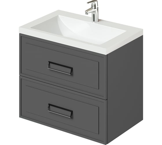 Подвесная тумба с раковиной ИТАНА Pino 75 744x474x640 Графит 4657821041406
