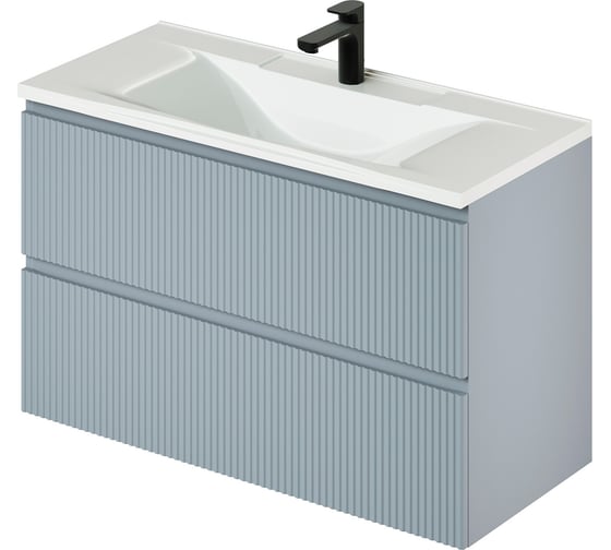 Подвесная тумба с раковиной ИТАНА Kate 100 987x438x640 Green wood 4657810336551 1